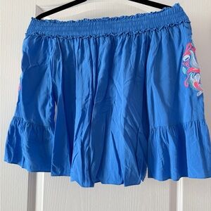 Lilly Pulitzer Blue Off the Shoulder Top with Embroidery